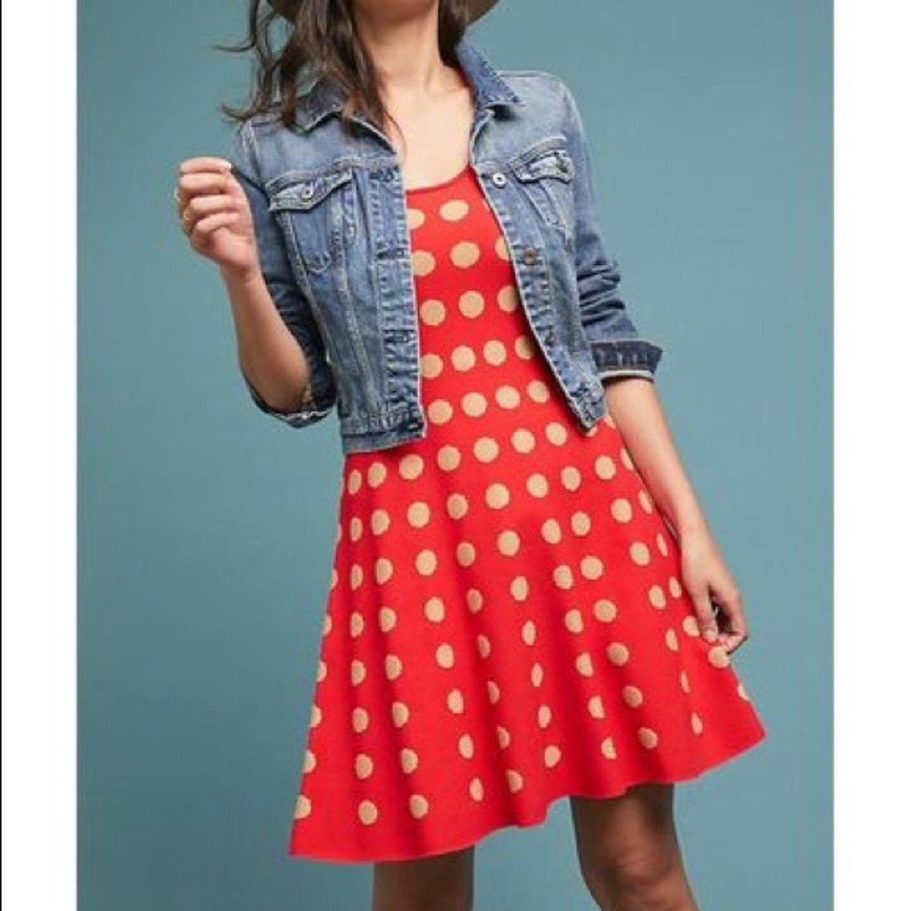 NWT Anthropologie Colourblocked Polka Dot Dress